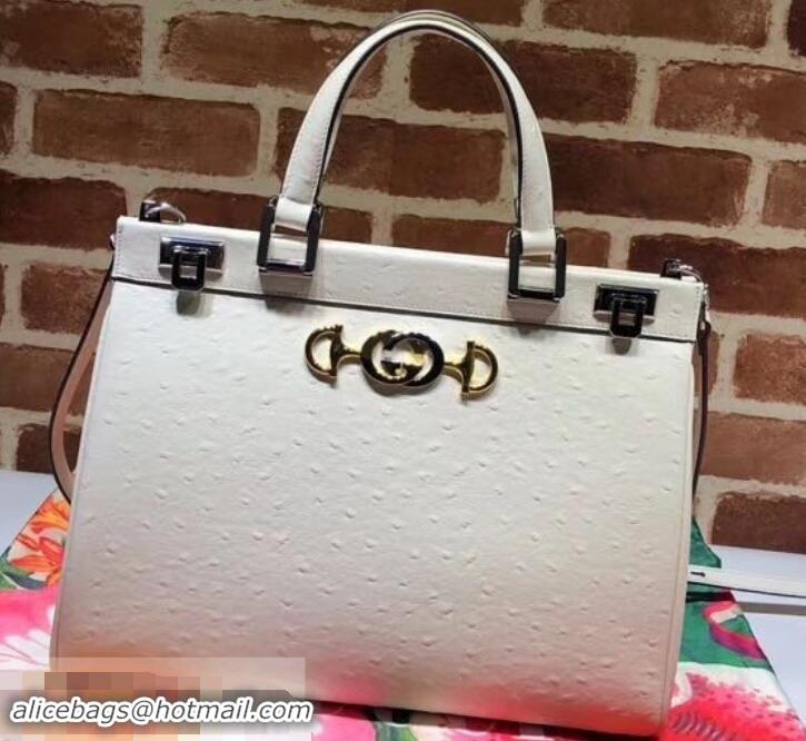 Grade Quality Gucci Zumi Smooth Leather Medium Top Handle Bag 564714 White 2019