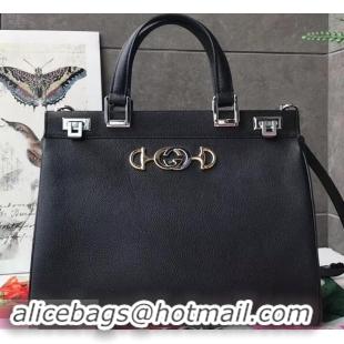 Most Popular Gucci Zumi Grainy Leather Medium Top Handle Bag 564714 Black 2019