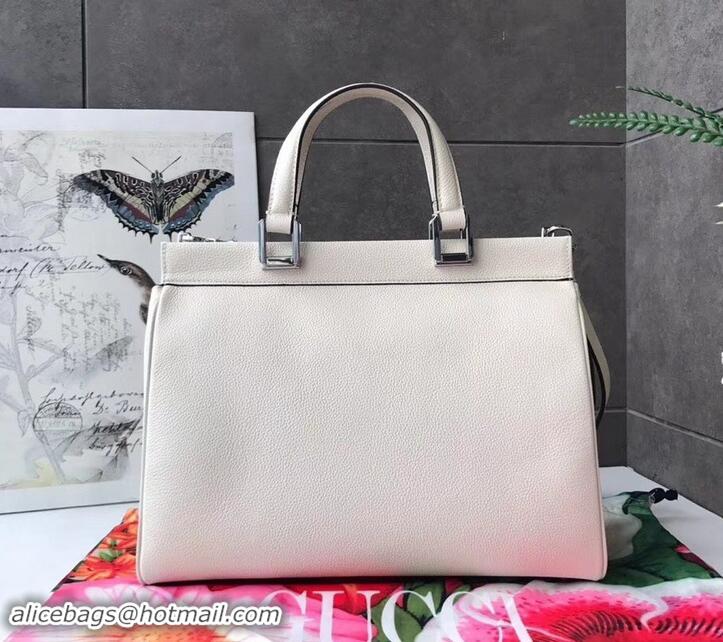 Grade Gucci Zumi Grainy Leather Medium Top Handle Bag 564714 White 2019