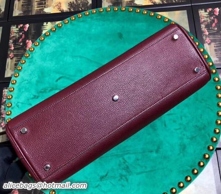  Luxury Discount Gucci Zumi Grainy Leather Medium Top Handle Bag 564714 Burgundy 2019