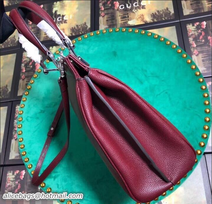  Luxury Discount Gucci Zumi Grainy Leather Medium Top Handle Bag 564714 Burgundy 2019