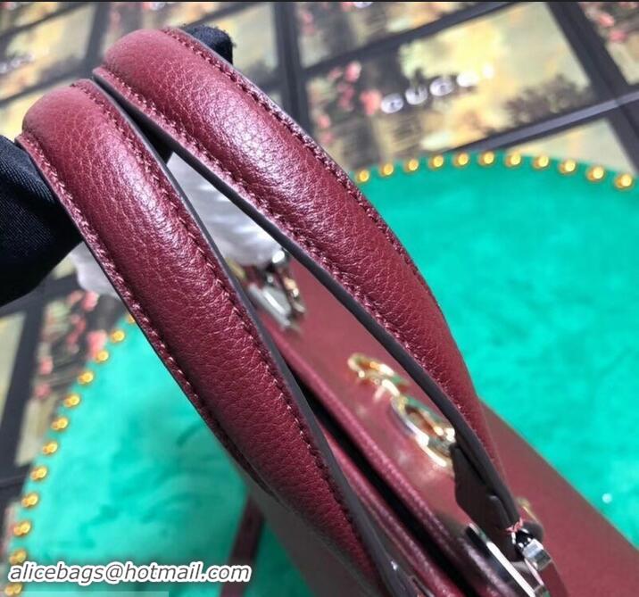  Luxury Discount Gucci Zumi Grainy Leather Medium Top Handle Bag 564714 Burgundy 2019