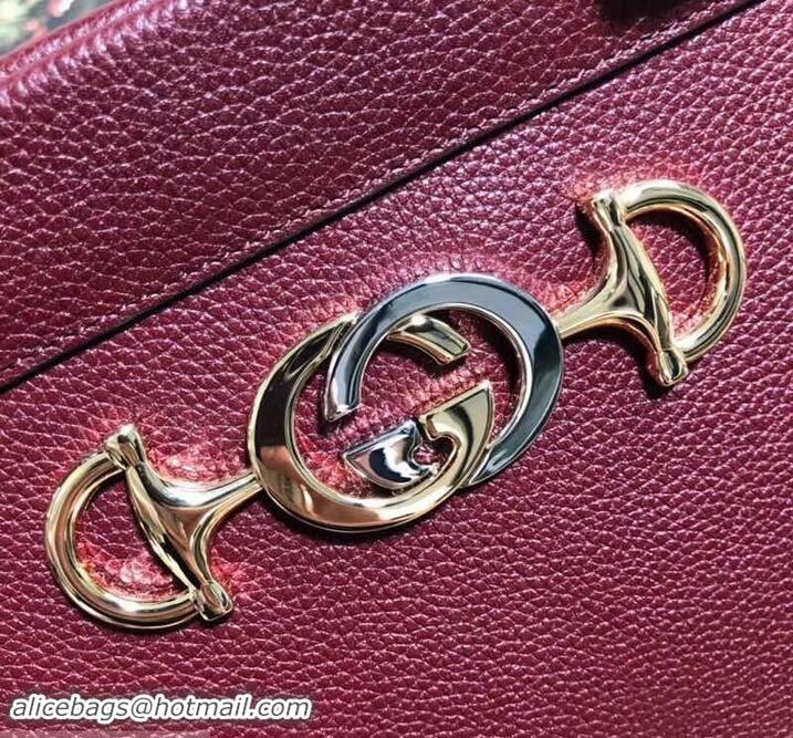  Luxury Discount Gucci Zumi Grainy Leather Medium Top Handle Bag 564714 Burgundy 2019