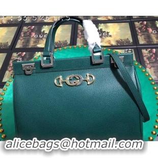 Sumptuous Gucci Zumi Grainy Leather Medium Top Handle Bag 564714 Green 2019