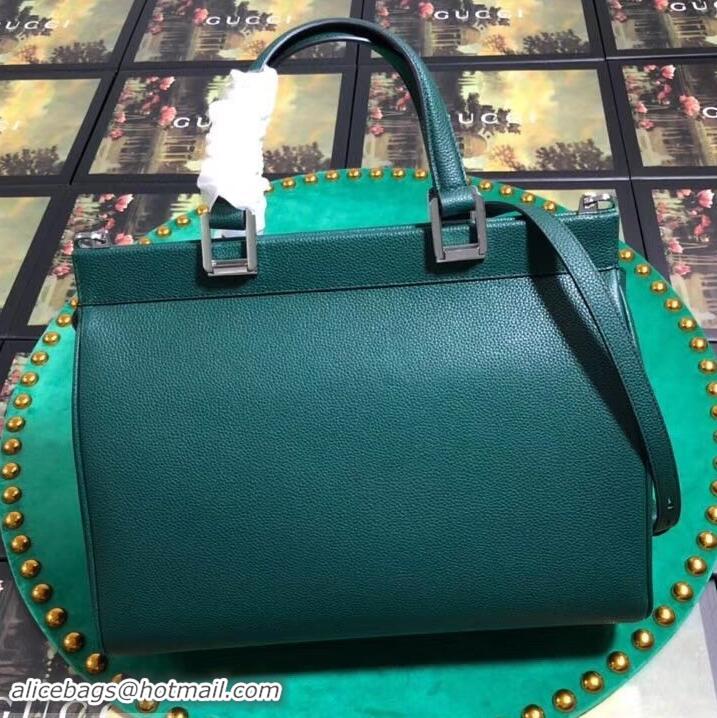 Sumptuous Gucci Zumi Grainy Leather Medium Top Handle Bag 564714 Green 2019