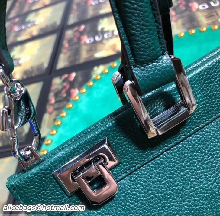 Sumptuous Gucci Zumi Grainy Leather Medium Top Handle Bag 564714 Green 2019