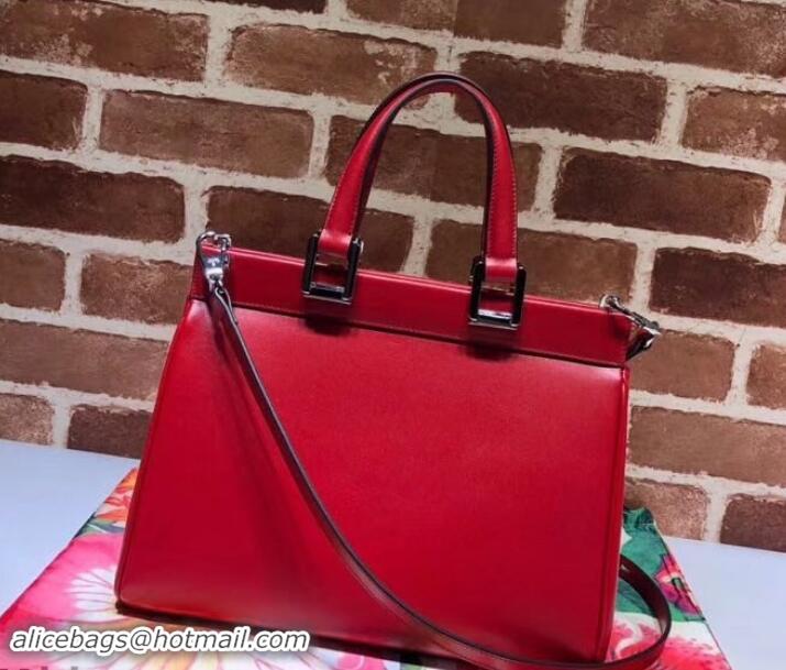 Shop Duplicate Gucci Zumi Smooth Leather Small Top Handle Bag 569712 Red 2019