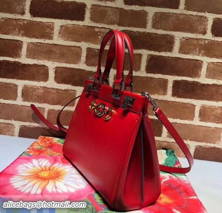 Shop Duplicate Gucci Zumi Smooth Leather Small Top Handle Bag 569712 Red 2019