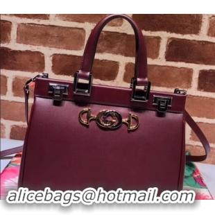 Pretty Style Gucci Zumi Smooth Leather Small Top Handle Bag 569712 Burgundy 2019