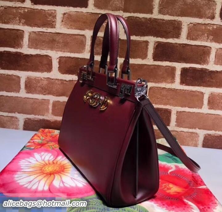 Pretty Style Gucci Zumi Smooth Leather Small Top Handle Bag 569712 Burgundy 2019