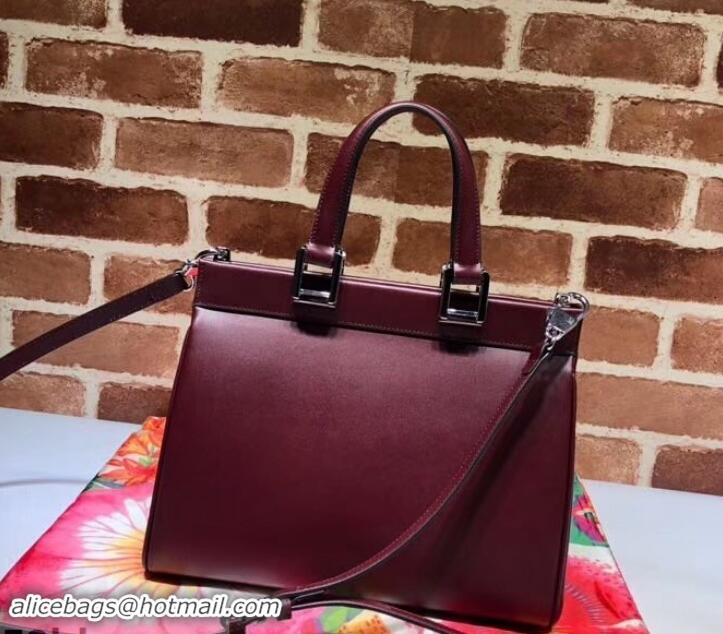 Pretty Style Gucci Zumi Smooth Leather Small Top Handle Bag 569712 Burgundy 2019