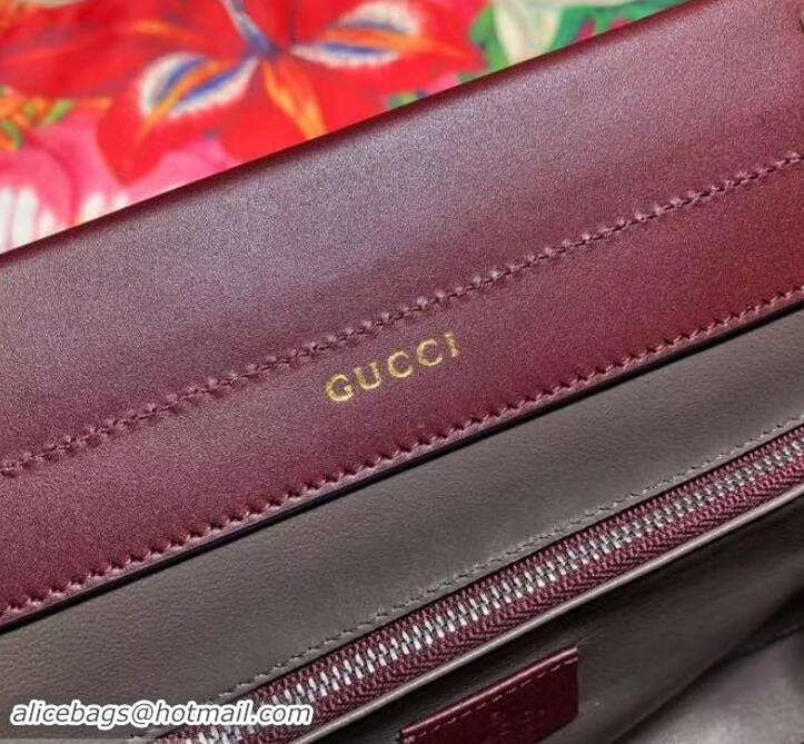 Pretty Style Gucci Zumi Smooth Leather Small Top Handle Bag 569712 Burgundy 2019