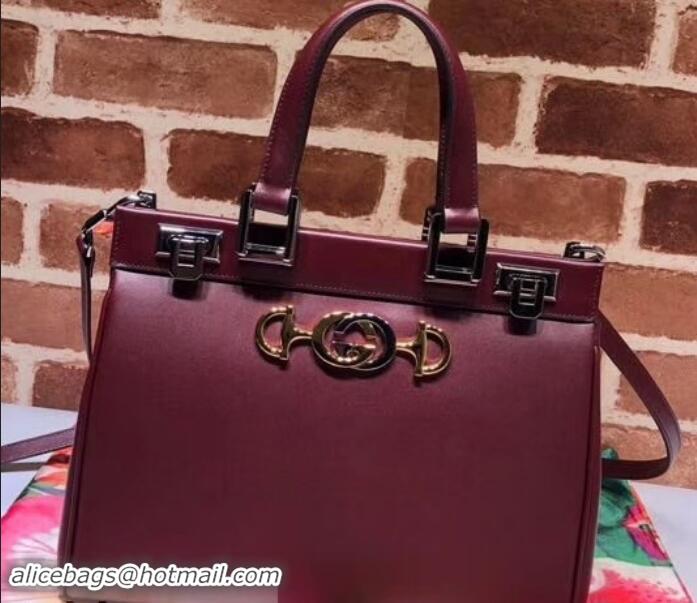 Pretty Style Gucci Zumi Smooth Leather Small Top Handle Bag 569712 Burgundy 2019