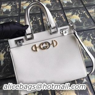 Top Design Gucci Zumi Grainy Leather Small Top Handle Bag 569712 White 2019