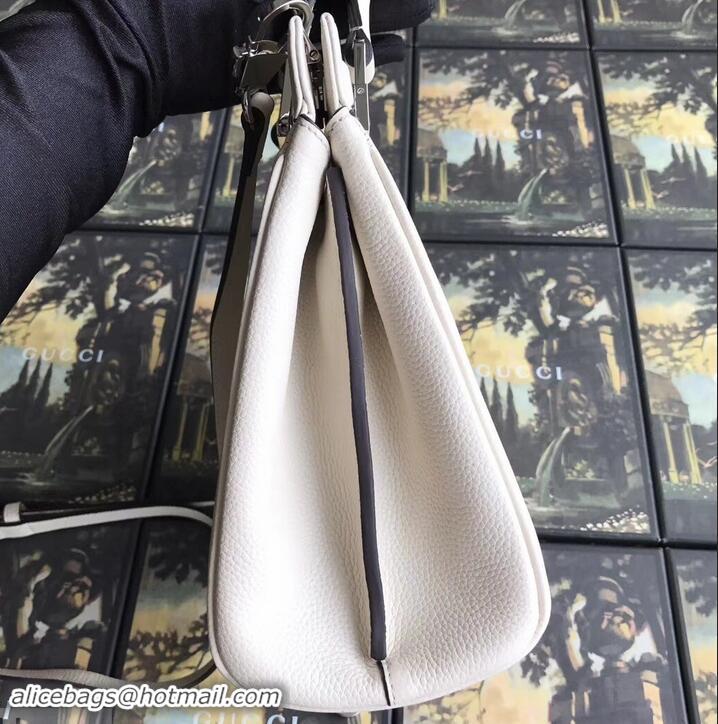 Top Design Gucci Zumi Grainy Leather Small Top Handle Bag 569712 White 2019