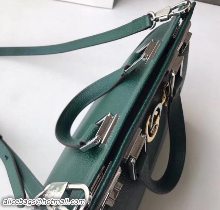 Classic Hot Gucci Zumi Grainy Leather Small Top Handle Bag 569712 Green 2019