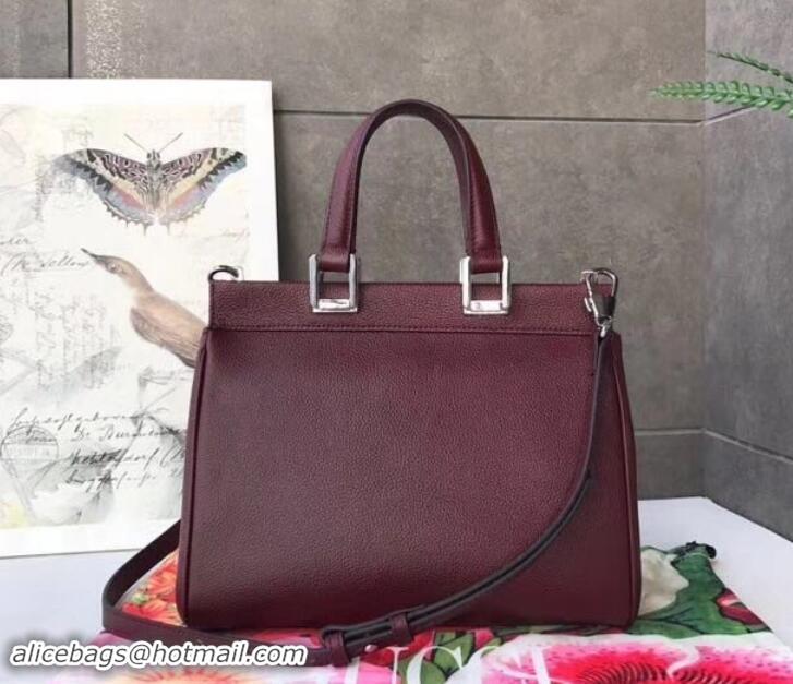 Top Grade Gucci Zumi Grainy Leather Small Top Handle Bag 569712 Burgundy 2019