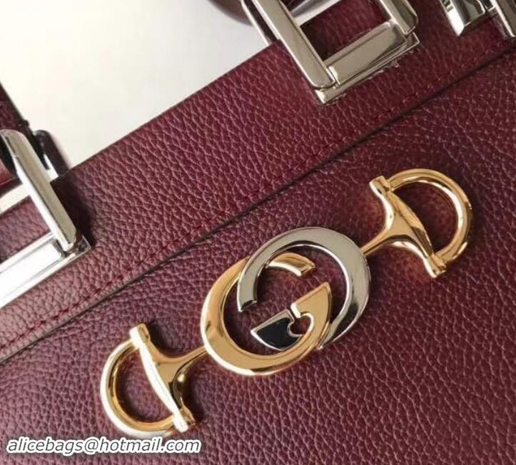 Top Grade Gucci Zumi Grainy Leather Small Top Handle Bag 569712 Burgundy 2019