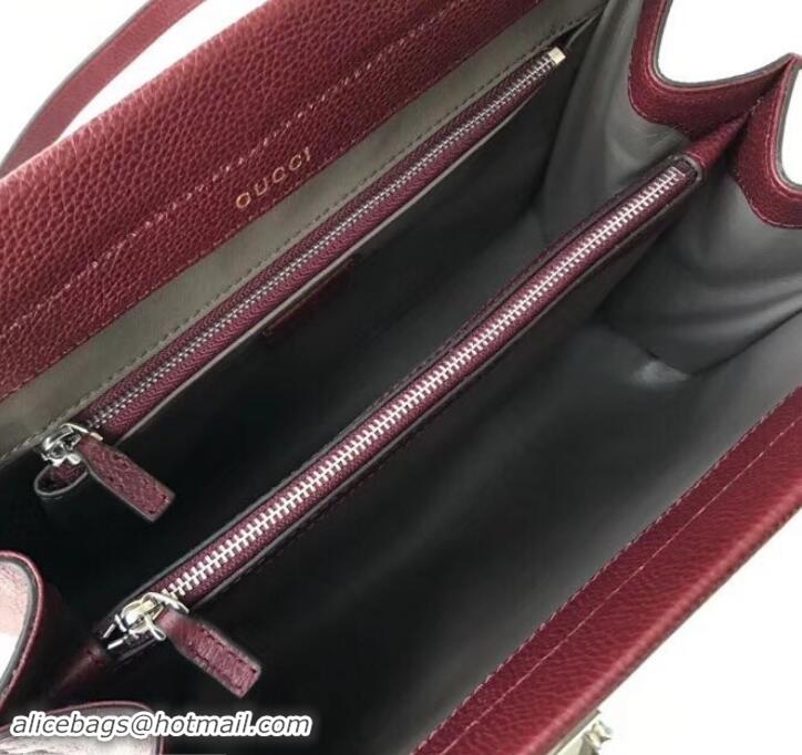 Top Grade Gucci Zumi Grainy Leather Small Top Handle Bag 569712 Burgundy 2019