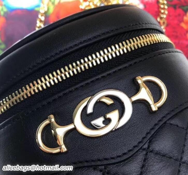 Top Design Gucci Interlocking G Horsebit Quilted Leather Belt Bag 572298 Black 2019