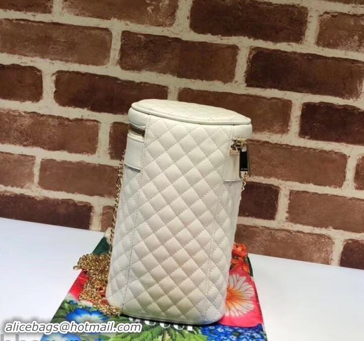 Good Quality Gucci Interlocking G Horsebit Quilted Leather Belt Bag 572298 White 2019 