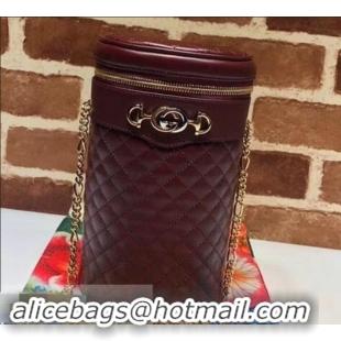 Top Quality Gucci Interlocking G Horsebit Quilted Leather Belt Bag 572298 Burgundy 2019 