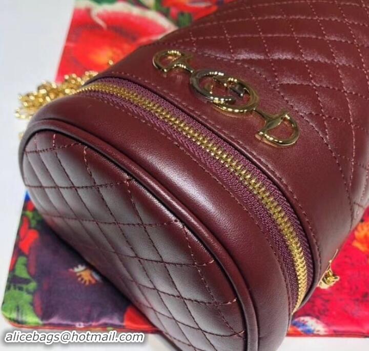 Top Quality Gucci Interlocking G Horsebit Quilted Leather Belt Bag 572298 Burgundy 2019 