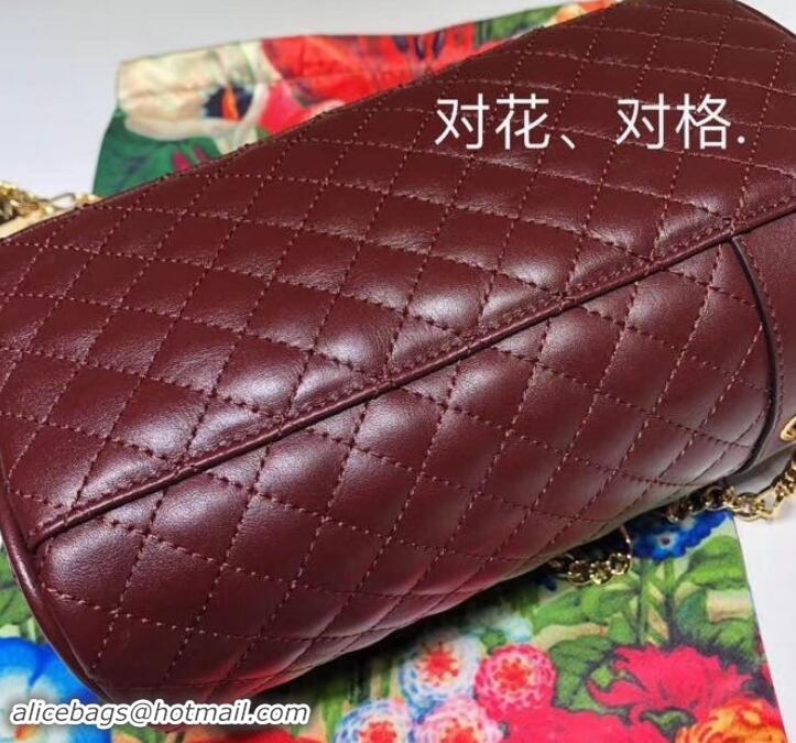 Top Quality Gucci Interlocking G Horsebit Quilted Leather Belt Bag 572298 Burgundy 2019 