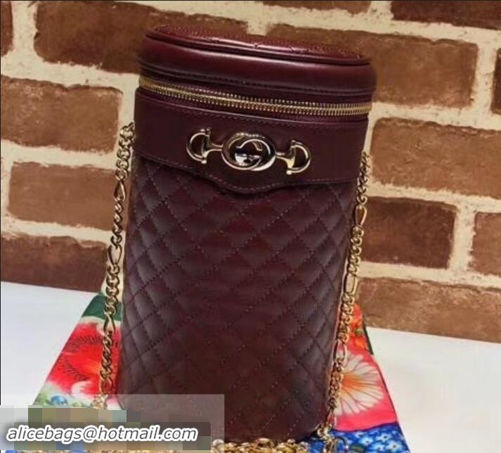 Top Quality Gucci Interlocking G Horsebit Quilted Leather Belt Bag 572298 Burgundy 2019 