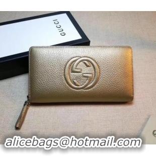 Top Quality GUCCI SOHO WALLET 308004 IN GRAINED LEATHER metallic gold