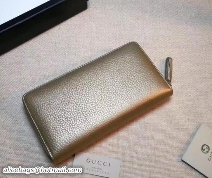 Top Quality GUCCI SOHO WALLET 308004 IN GRAINED LEATHER metallic gold