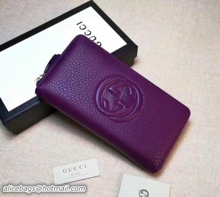 Good Product GUCCI SOHO WALLET 308004 IN GRAINED LEATHER purple