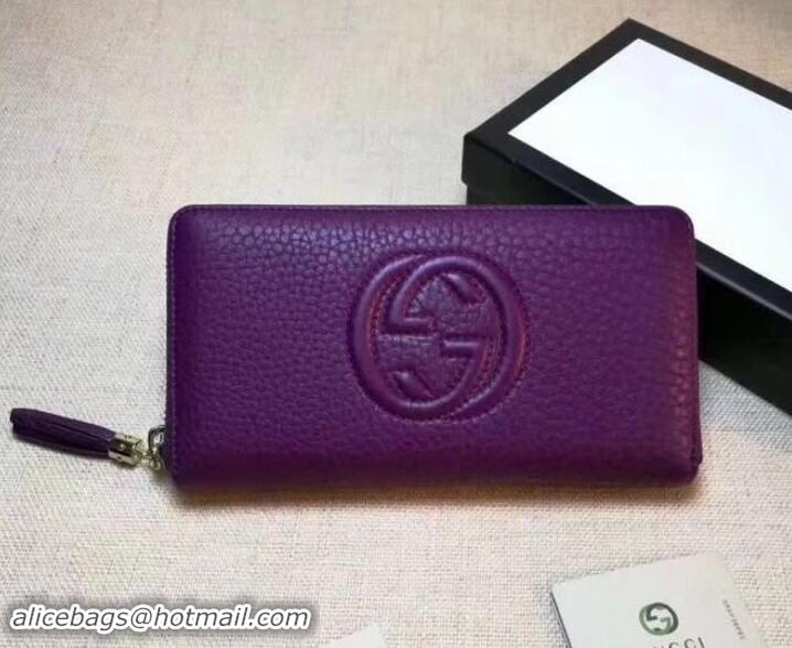 Good Product GUCCI SOHO WALLET 308004 IN GRAINED LEATHER purple