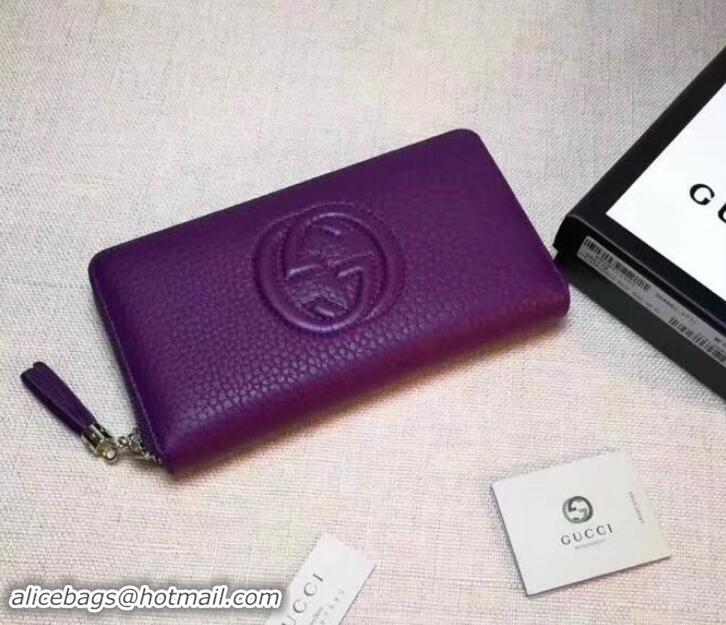 Good Product GUCCI SOHO WALLET 308004 IN GRAINED LEATHER purple