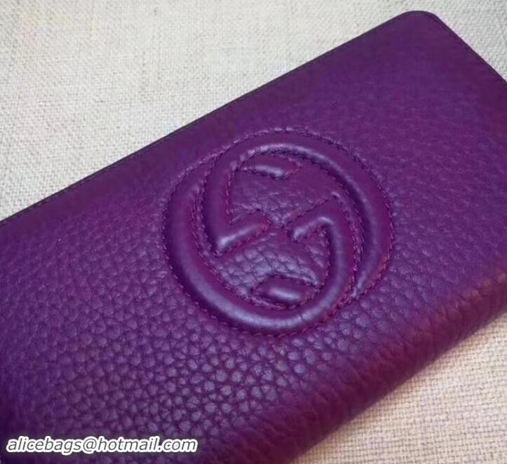 Good Product GUCCI SOHO WALLET 308004 IN GRAINED LEATHER purple