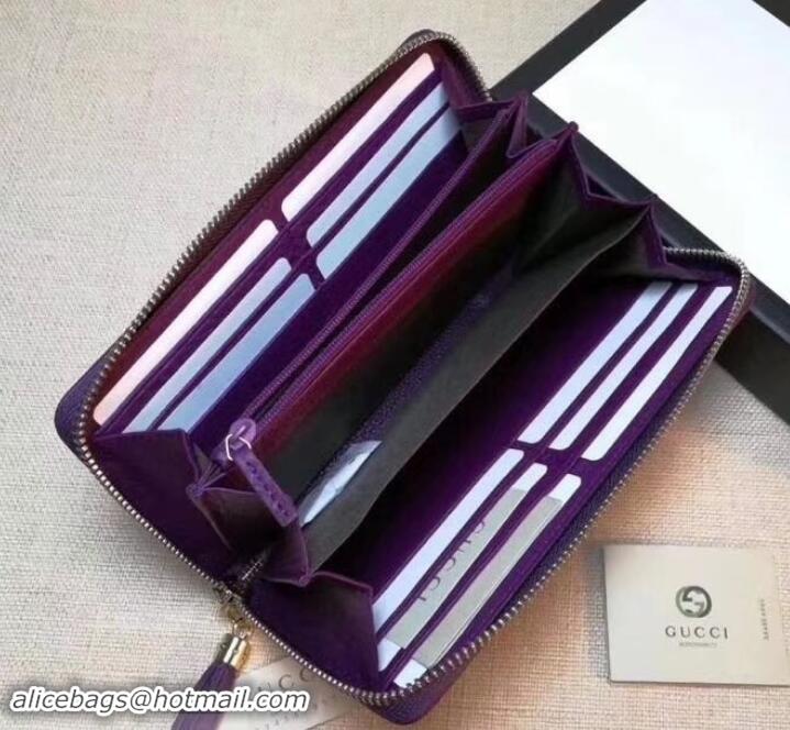 Good Product GUCCI SOHO WALLET 308004 IN GRAINED LEATHER purple