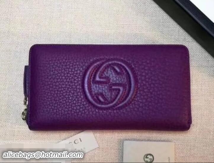 Good Product GUCCI SOHO WALLET 308004 IN GRAINED LEATHER purple