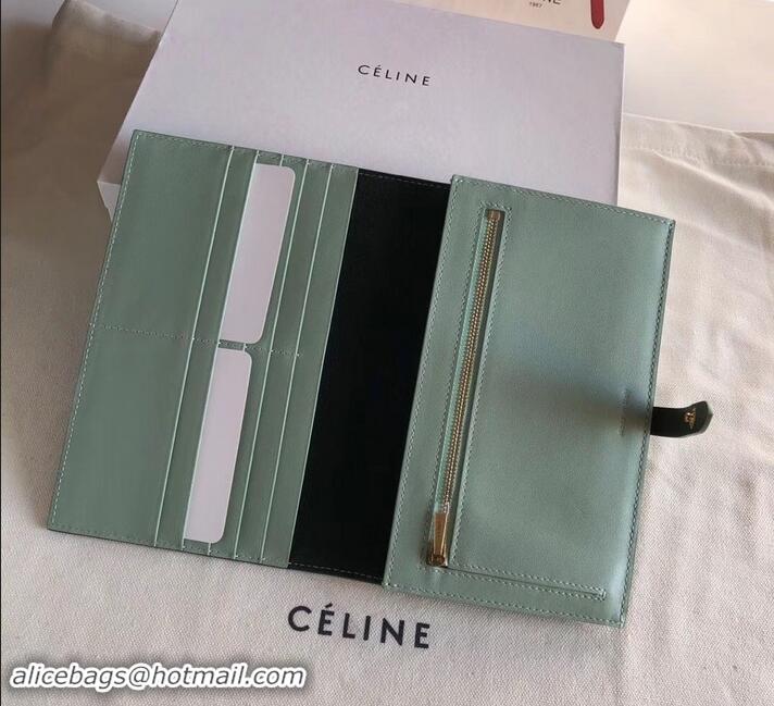 Good Product Celine Bicolour Large Strap Multifunction Wallet 608011 Dark Green/Pale Green