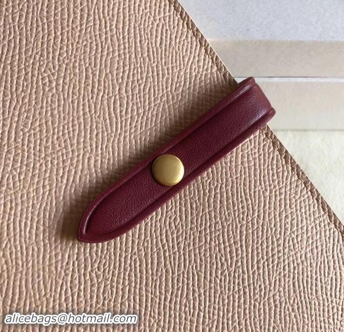 Best Luxury Celine Bicolour Large Strap Multifunction Wallet 608011 Beige/Burgundy