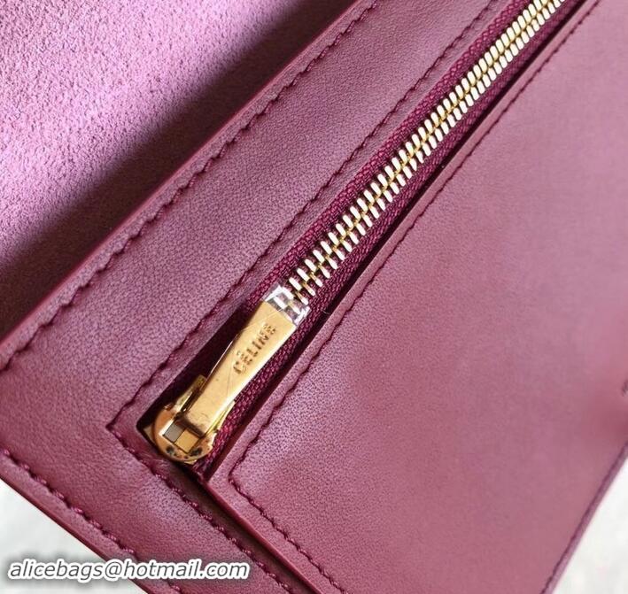 Best Luxury Celine Bicolour Large Strap Multifunction Wallet 608011 Beige/Burgundy