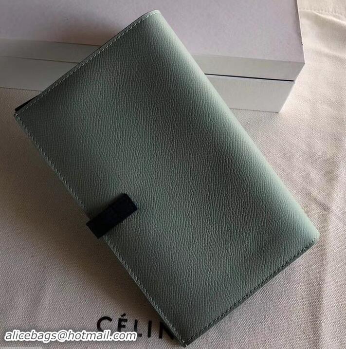 Good Product Celine Bicolour Large Strap Multifunction Wallet 608011 Pale Green/Navy Blue