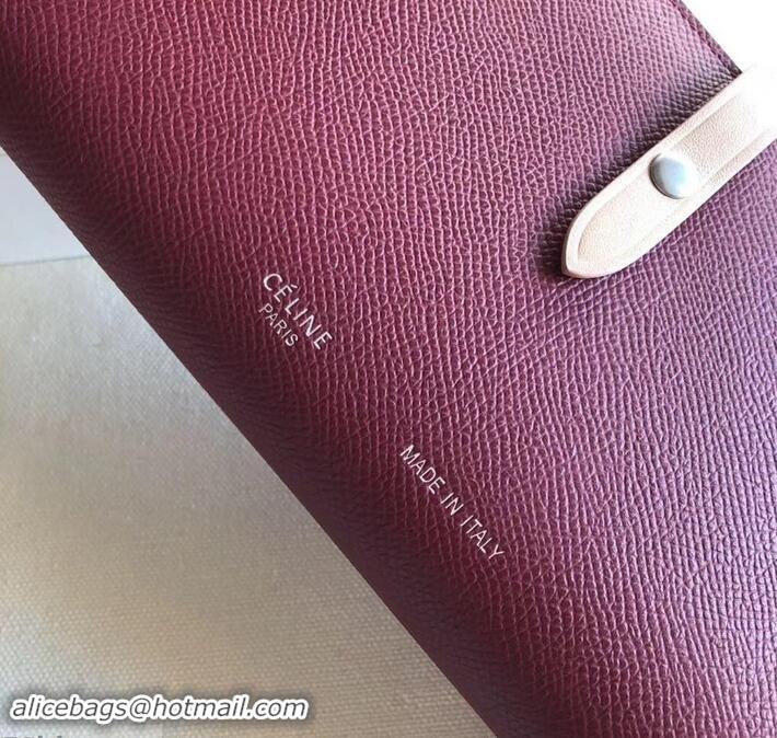 Grade Design Celine Bicolour Large Strap Multifunction Wallet 608011 Burgundy/Beige