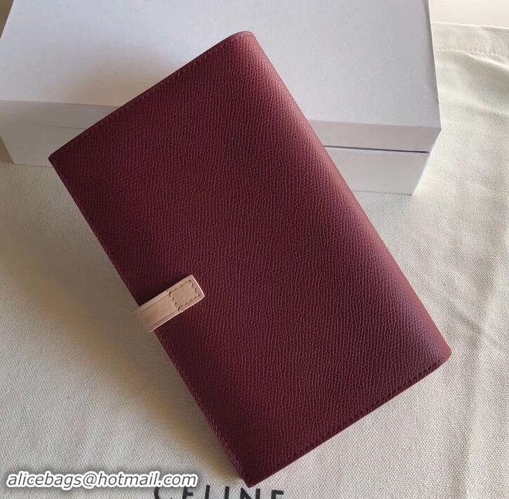 Grade Design Celine Bicolour Large Strap Multifunction Wallet 608011 Burgundy/Beige