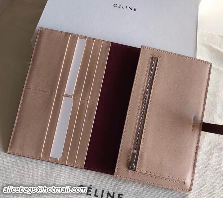 Grade Design Celine Bicolour Large Strap Multifunction Wallet 608011 Burgundy/Beige