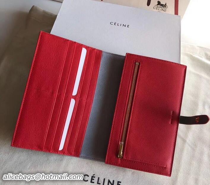 Trendy Design Celine Bicolour Large Strap Multifunction Wallet 608011 Baby Blue/Red