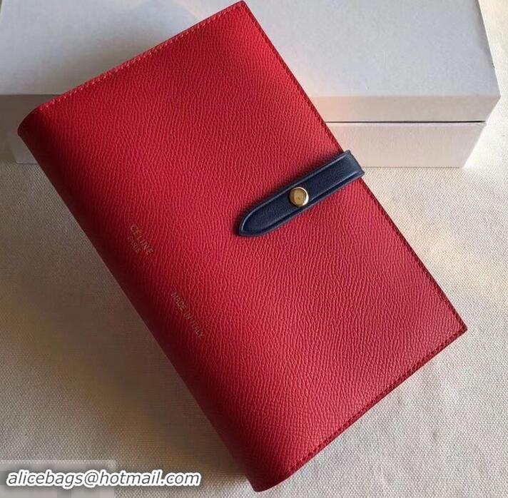 Classic Practica Celine Bicolour Large Strap Multifunction Wallet 608011 Red/Navy Blue