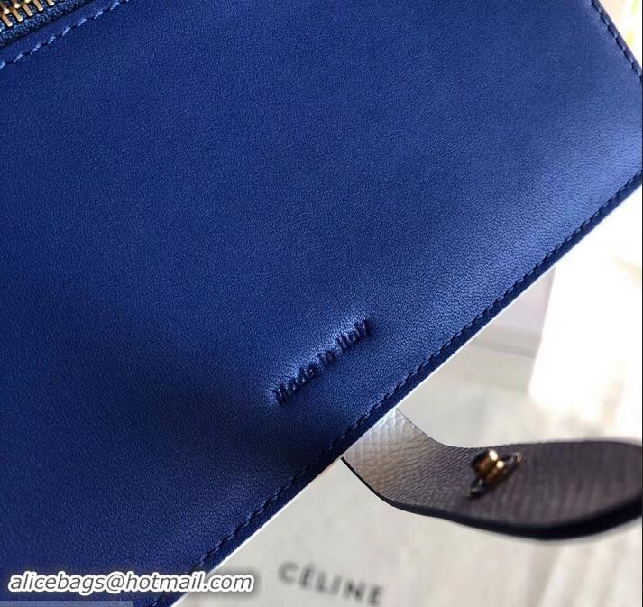 New Design Celine Bicolour Large Strap Multifunction Wallet 608011 White/Blue