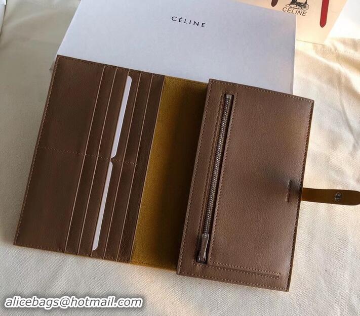 Low Price Celine Bicolour Large Strap Multifunction Wallet 608011 Yellow/Brown