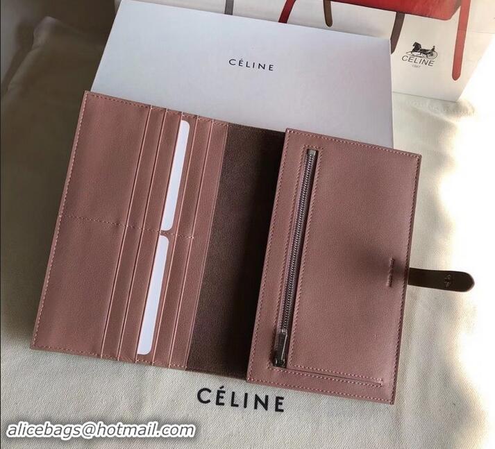 Design Promotion Celine Bicolour Large Strap Multifunction Wallet 608011 Camel/Pink