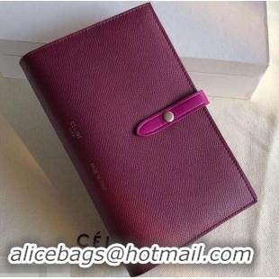 Perfect Celine Bicolour Large Strap Multifunction Wallet 608011 Burgundy/Fuchsia